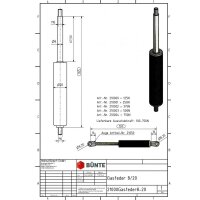 Gasfeder Typ 8/20, D=165 mm 750 N
